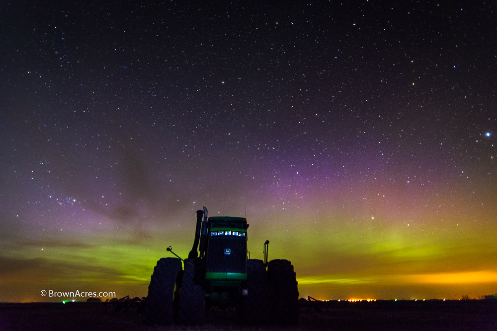 The northern lights were putting on a show for all the farmers. 