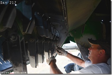 John Deere Combine 9750 changing knives BrownAcres.com