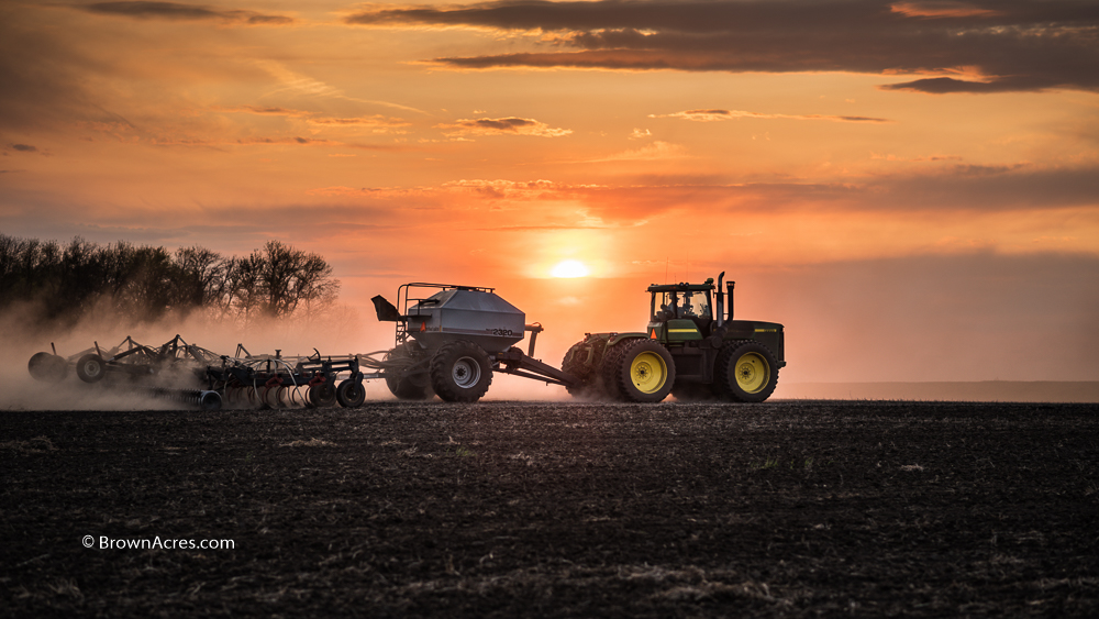 North Dakota sunset planting soybeans farmer Brown Acres Custom Harvester Wheat Canola Oklahoma Kansas Nebraska South Dakota Combining Cutter DSC_5768